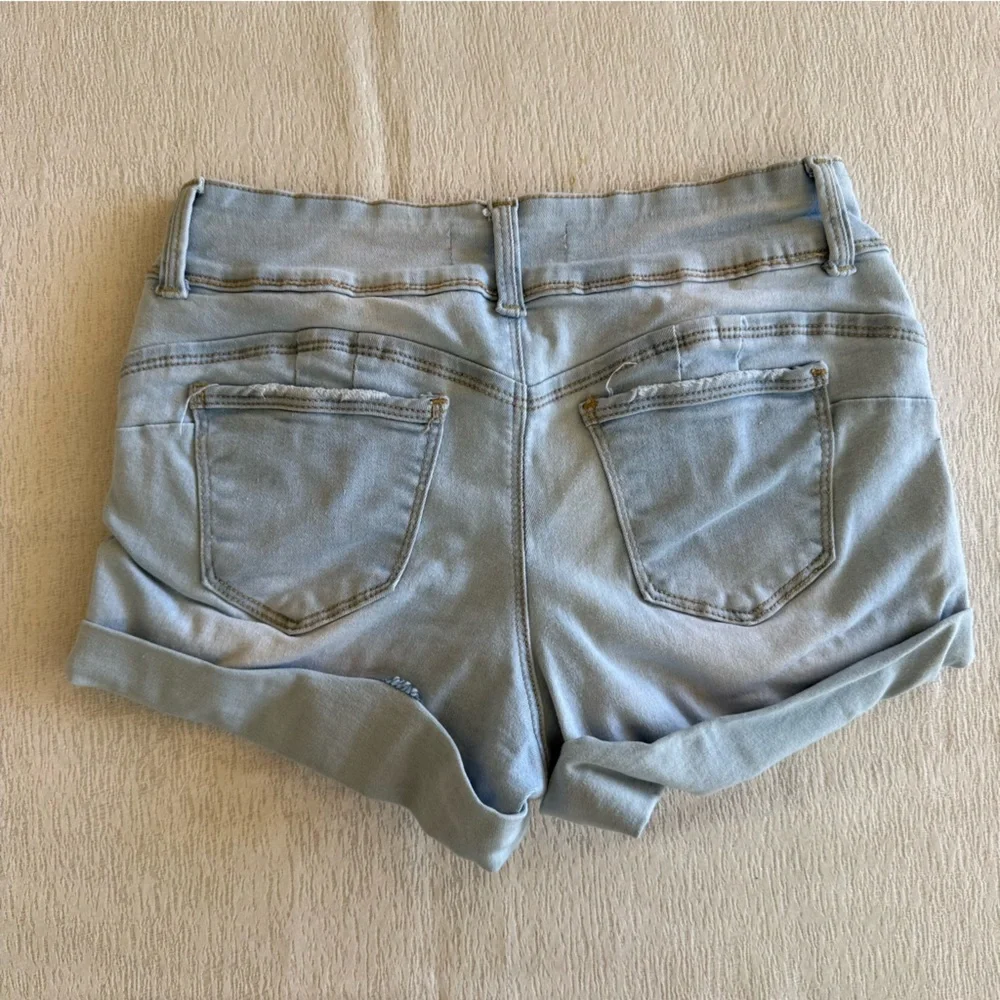 3 FOR $15‎ DEAL / Wax Jean Light Wash Denim Shorts Folded Waist Detail Size S